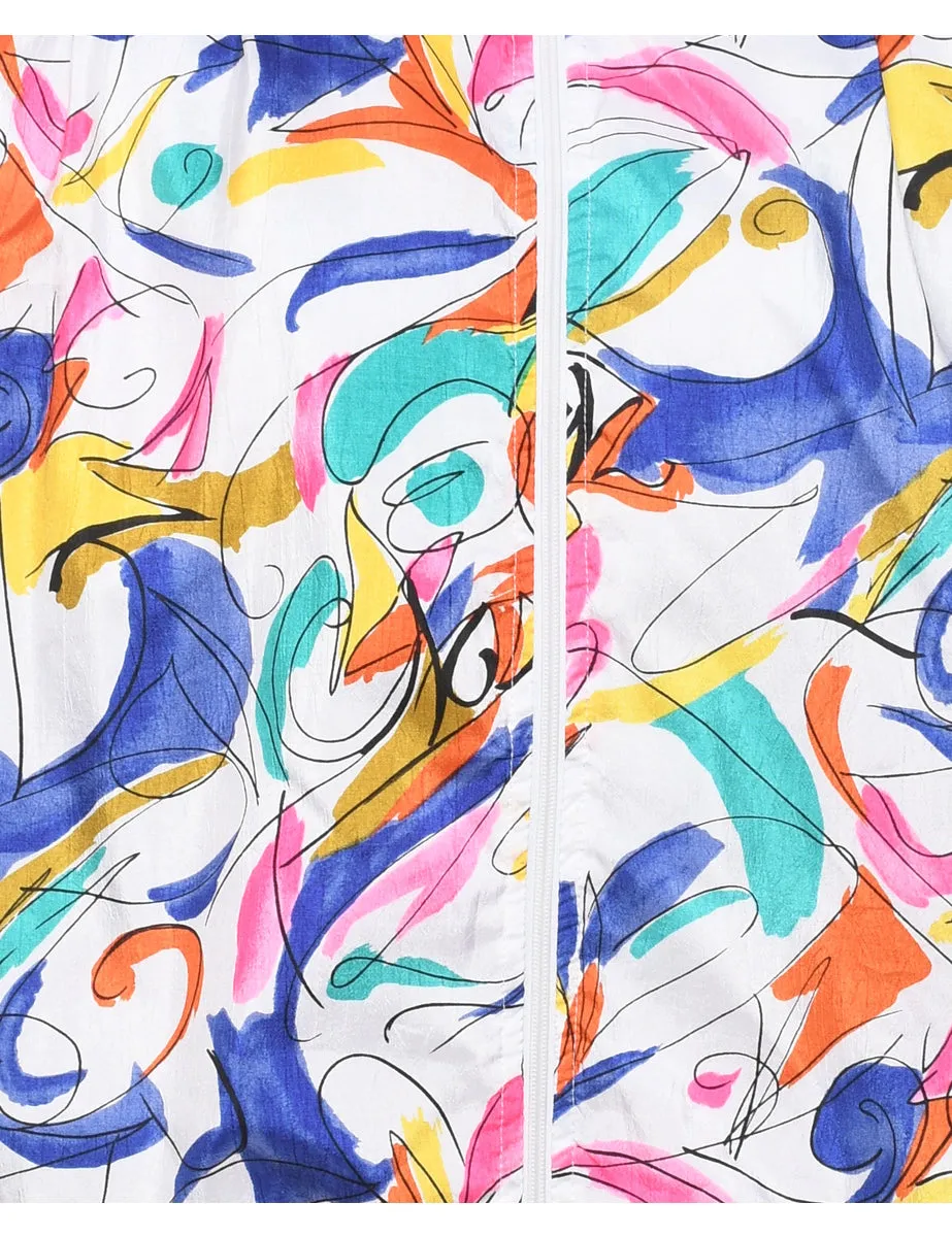 Abstract Pattern 1990s Multi-Colour Nylon Jacket - L