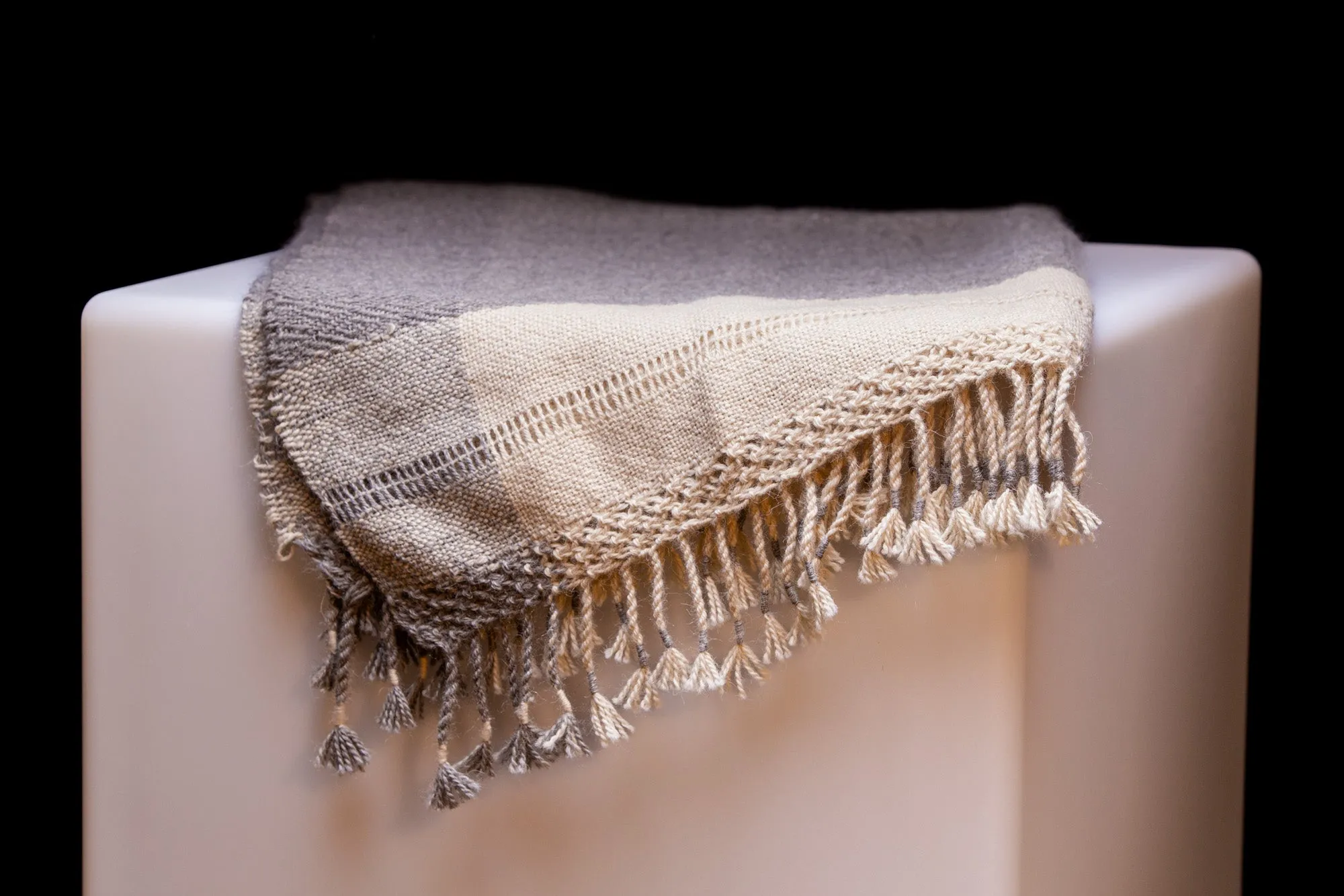 Alpaca Shawl - Natural Grey White Partridge