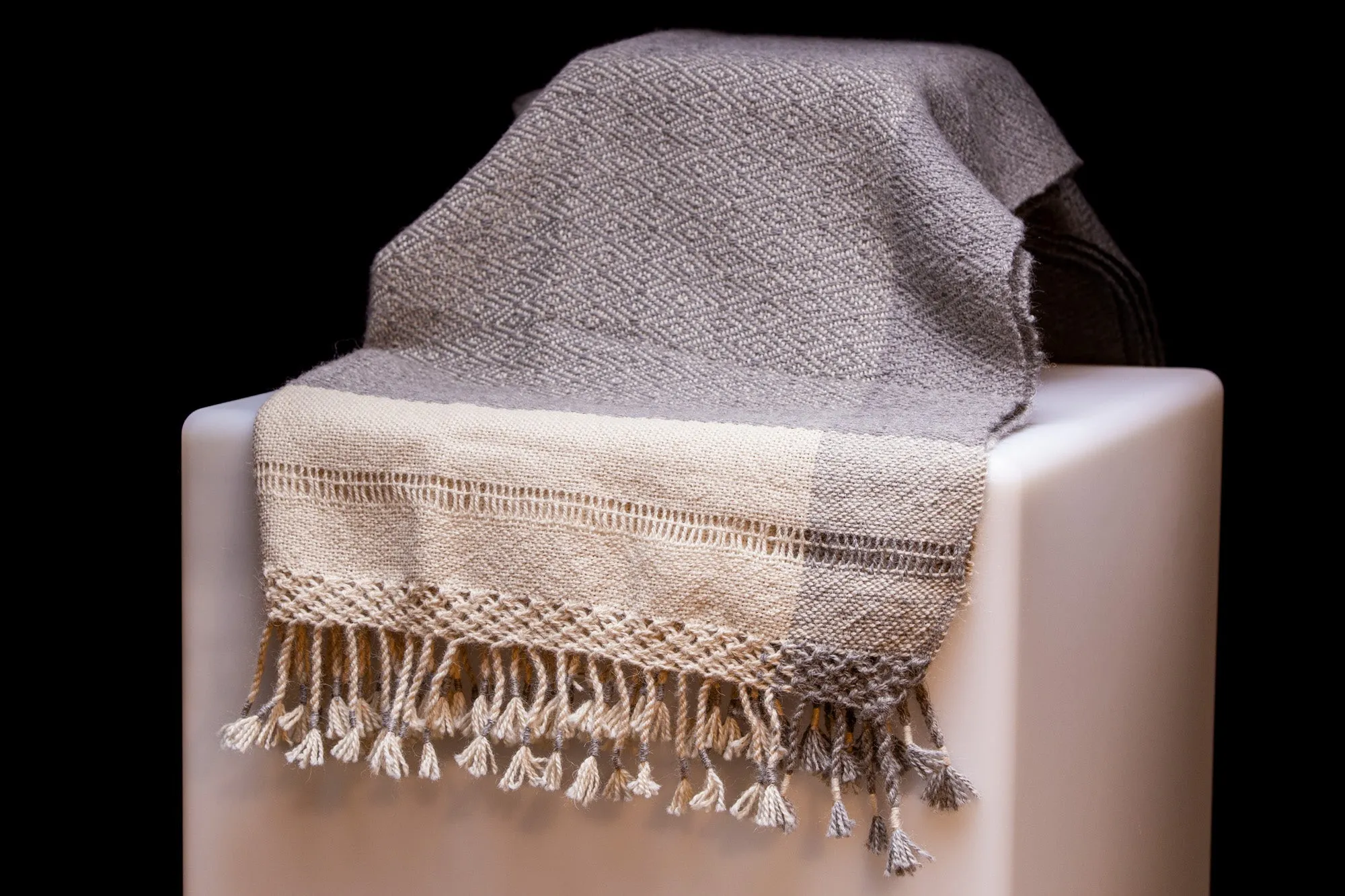 Alpaca Shawl - Natural Grey White Partridge