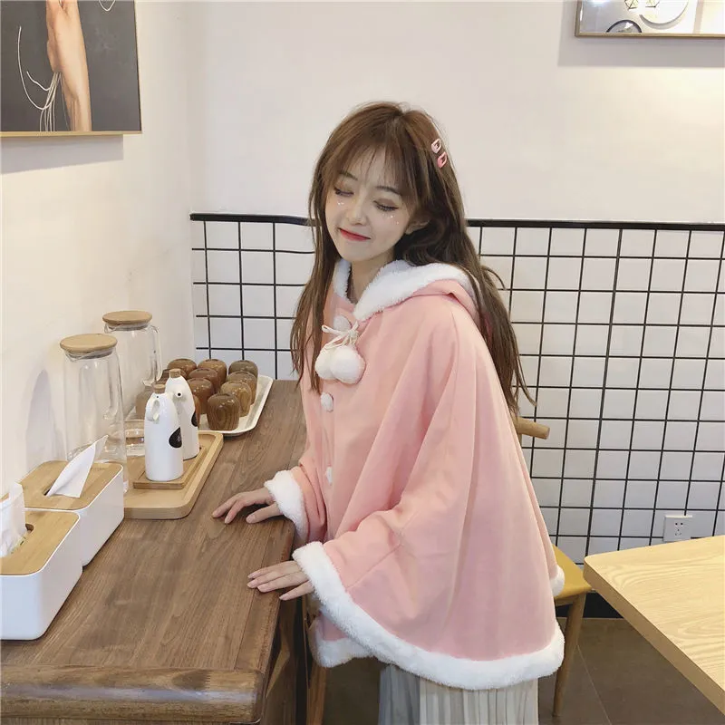 Cute Japanese Loose Hooded Cloak Coat