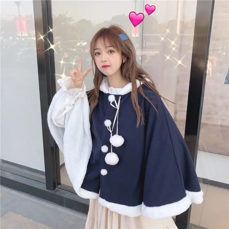 Cute Japanese Loose Hooded Cloak Coat