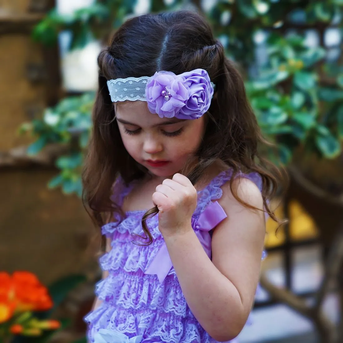Floral Sash Belt & Headband - Purple