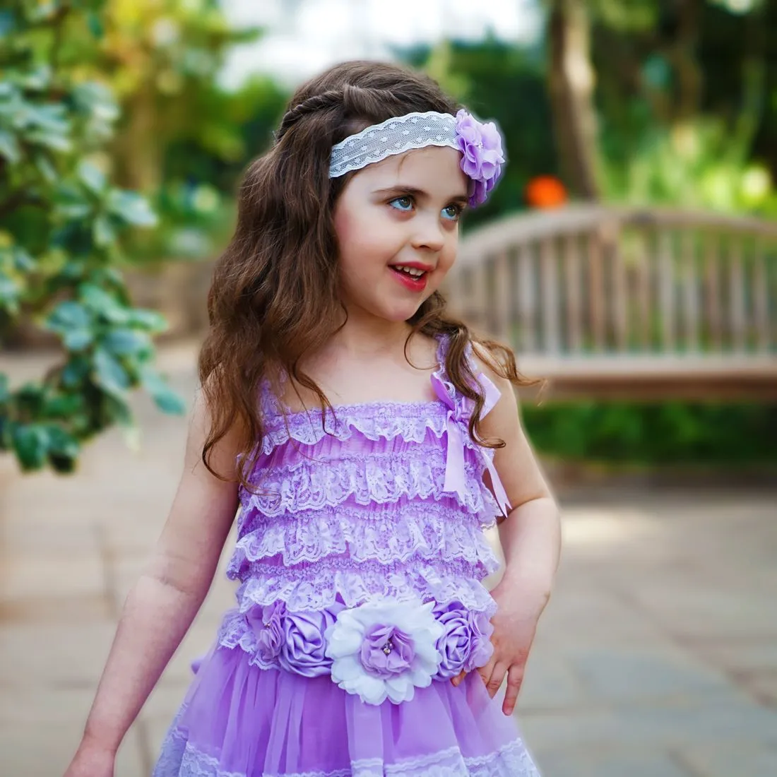Floral Sash Belt & Headband - Purple