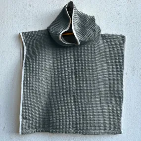 Grey Waffle Hooded Poncho For Kids | Cotton | Set of 3
