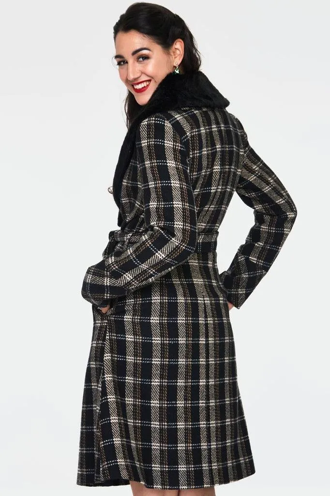 Kara Sea Double Breasted Plaid Dress Coat