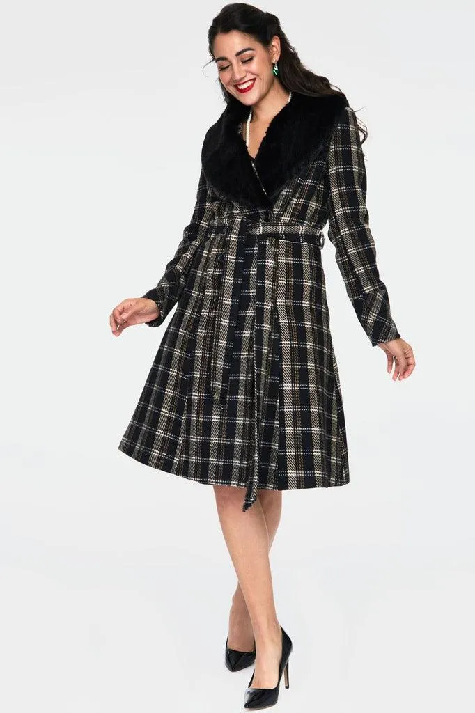 Kara Sea Double Breasted Plaid Dress Coat