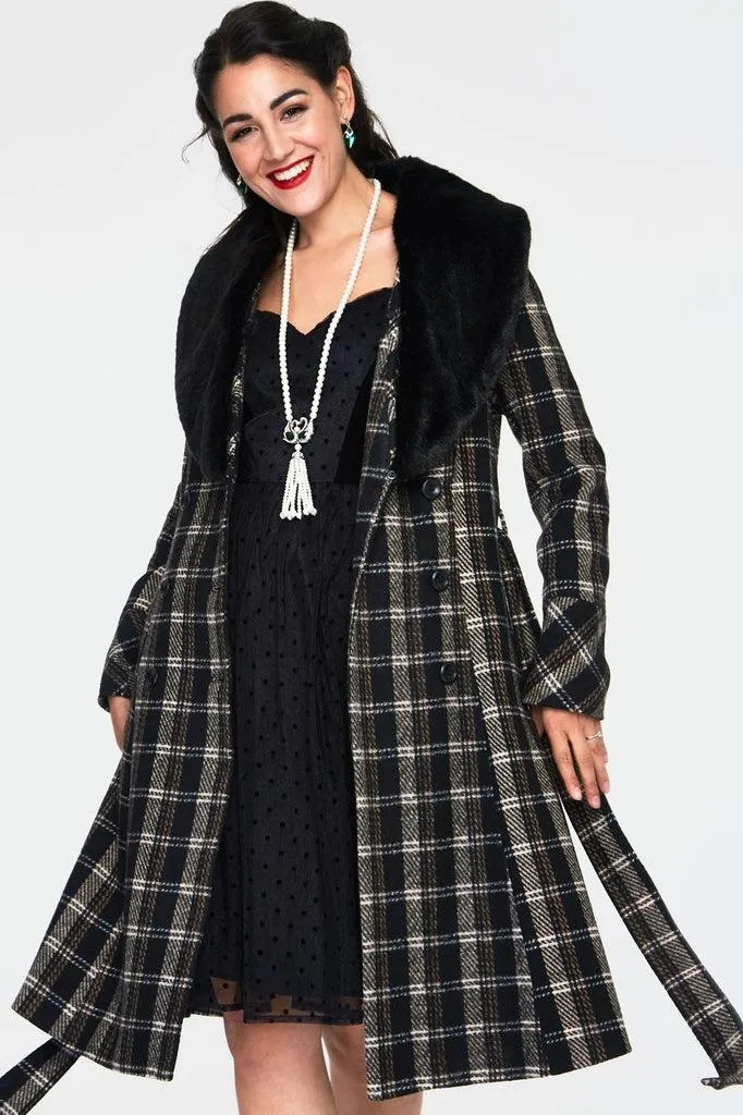 Kara Sea Double Breasted Plaid Dress Coat
