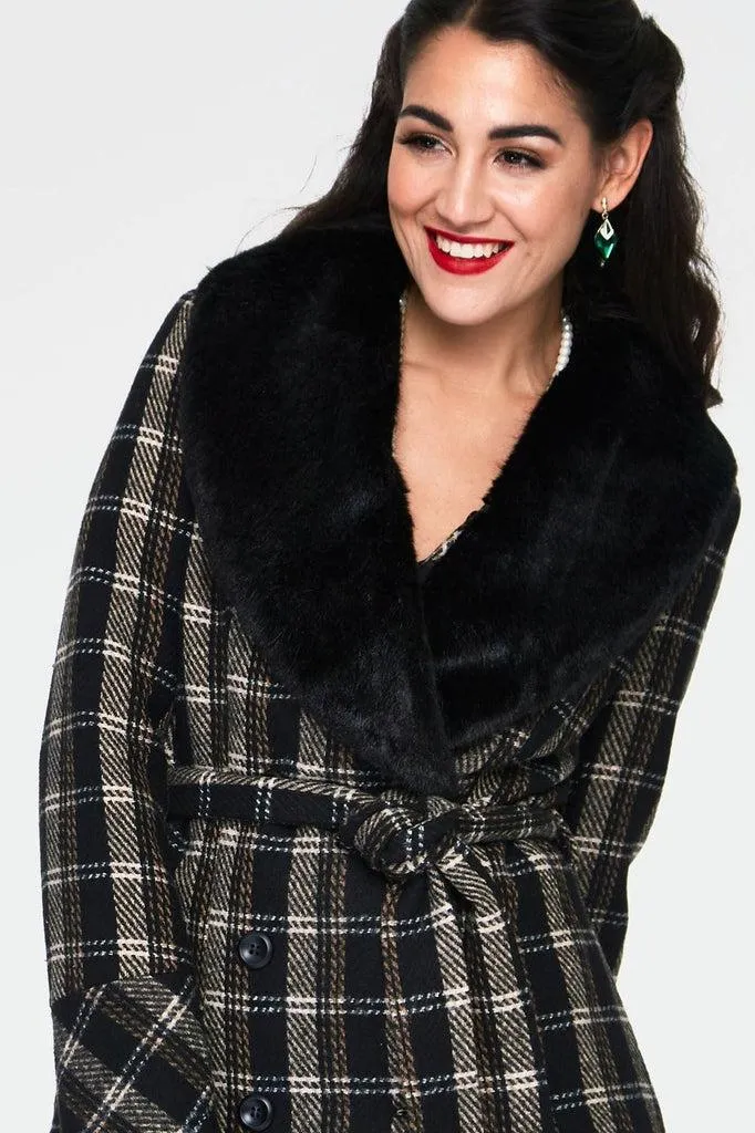 Kara Sea Double Breasted Plaid Dress Coat