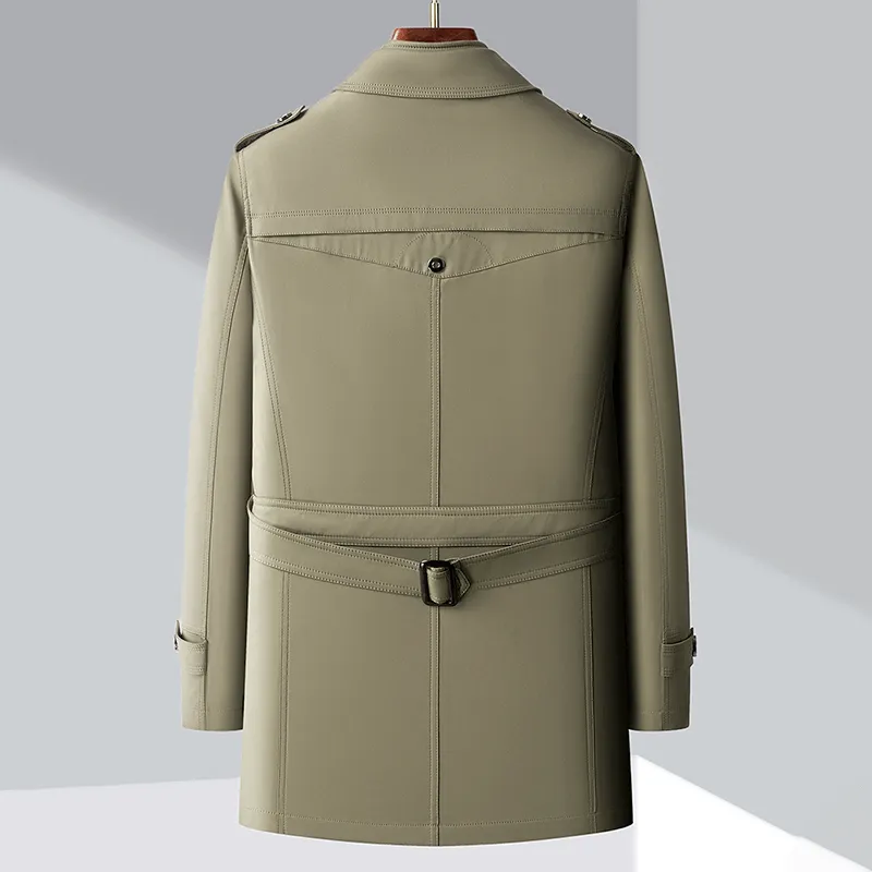Men's Classic Trench Coat: Double-Breasted, Notched Lapel