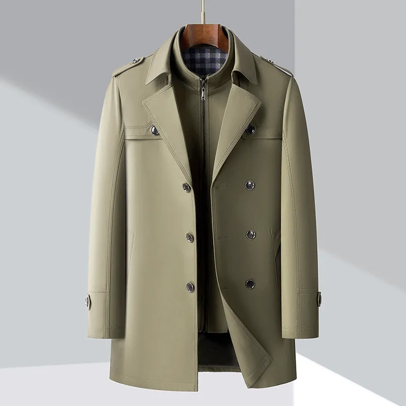 Men's Classic Trench Coat: Double-Breasted, Notched Lapel