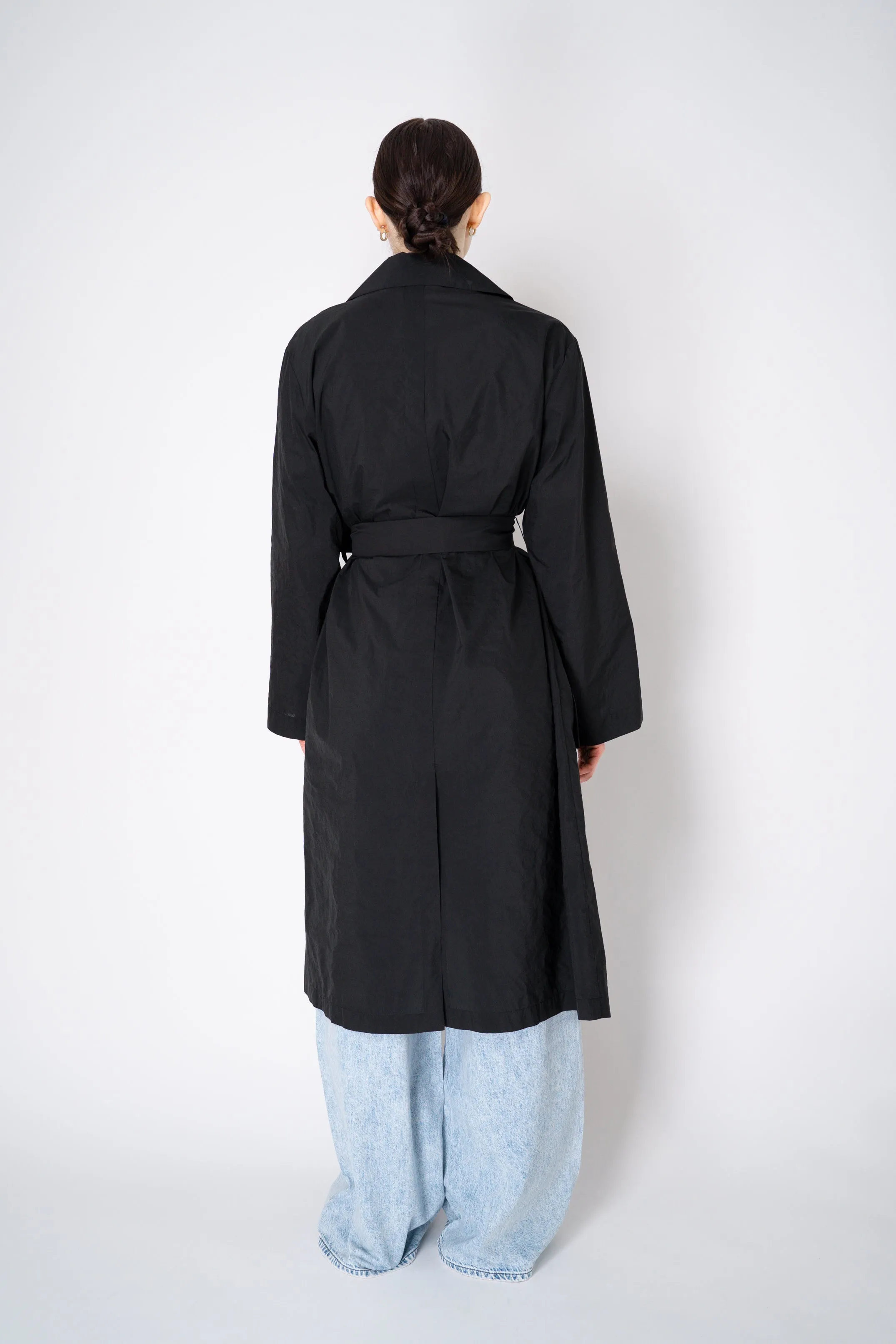 Peter O. Mahler Crepe Taffeta Trench Coat in Black