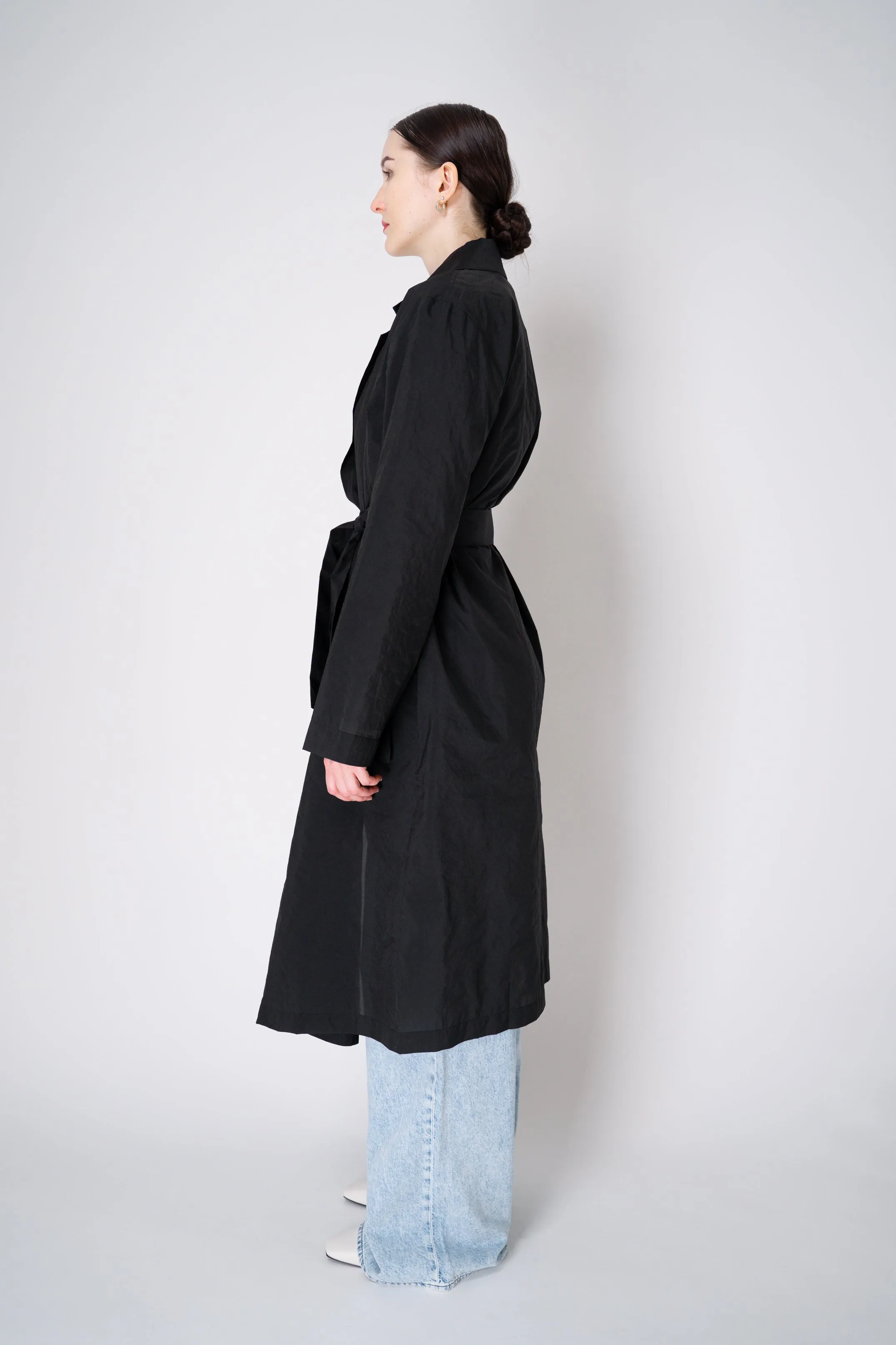 Peter O. Mahler Crepe Taffeta Trench Coat in Black