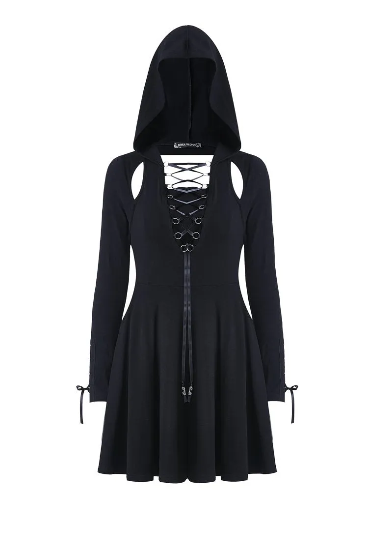 Punk sexy slit hooded dress DW215