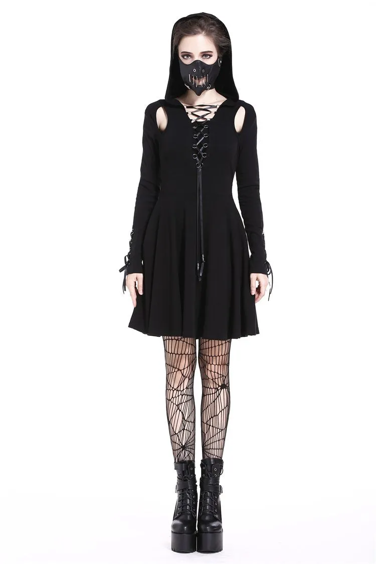Punk sexy slit hooded dress DW215