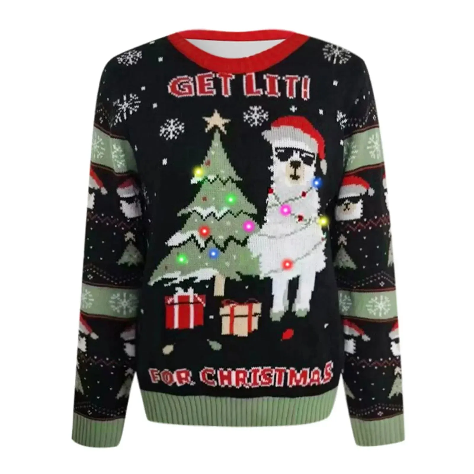 Wenkouban-Christmas Thanksgiving outfits_Led Light Jacquard Loose Christmas Knitted Pullover Casual Fashion Christmas Sweater
