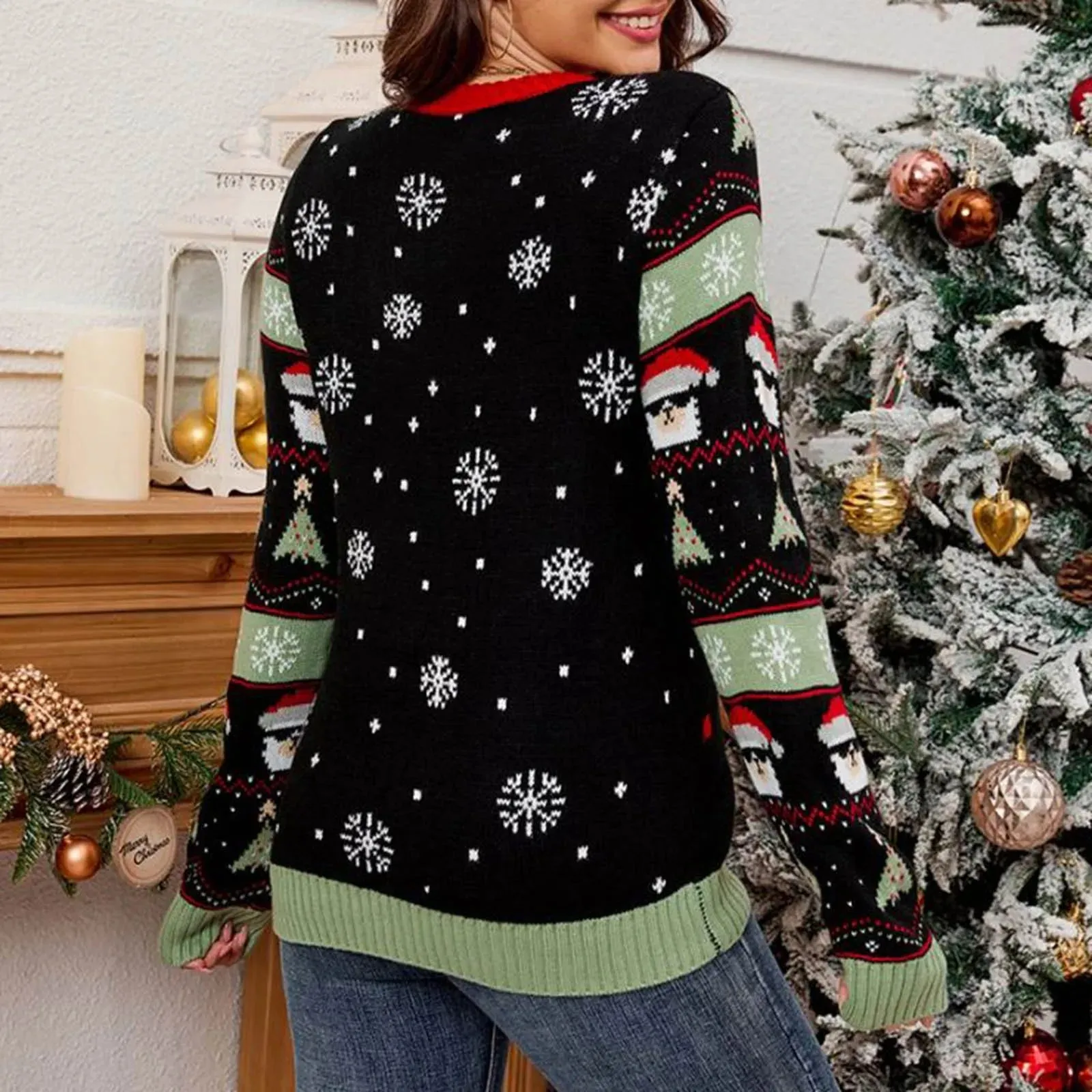 Wenkouban-Christmas Thanksgiving outfits_Led Light Jacquard Loose Christmas Knitted Pullover Casual Fashion Christmas Sweater