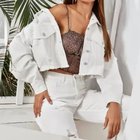 Wholesale Denim Jacket Short Jackets With Holes Style