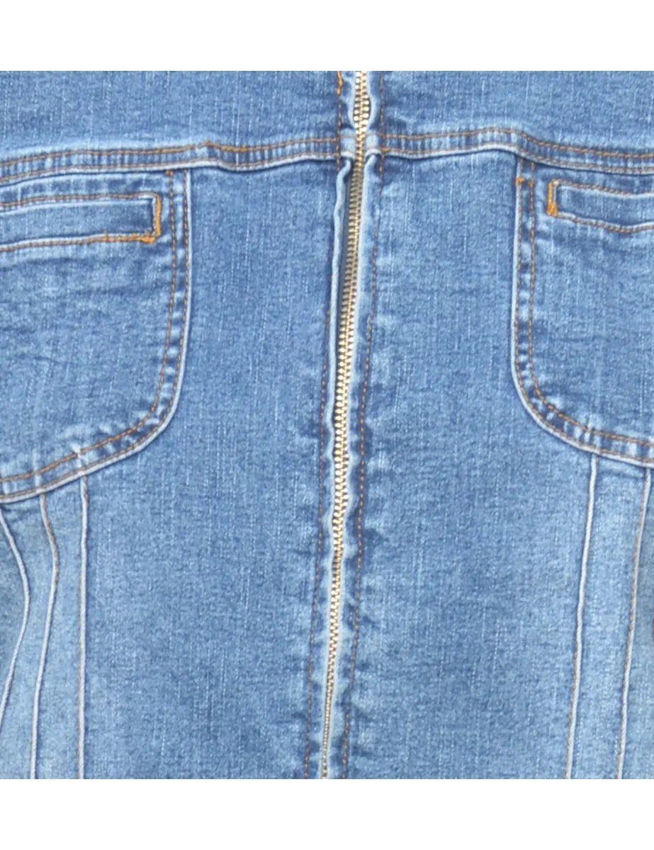 Zip Front Denim Jacket - M